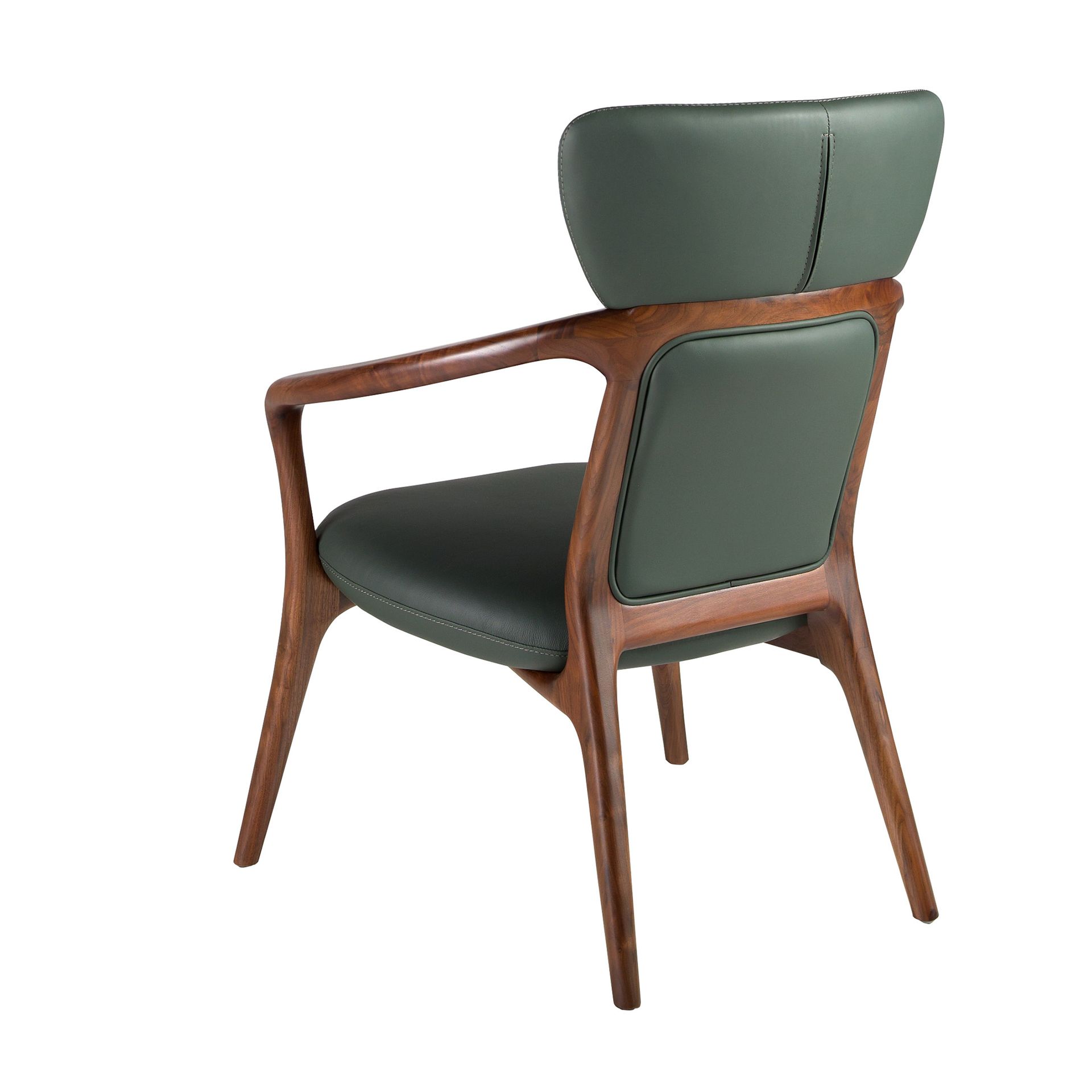 Fauteuil en similicuir vert foncé - Finitions vert foncé et noyer — détail 6