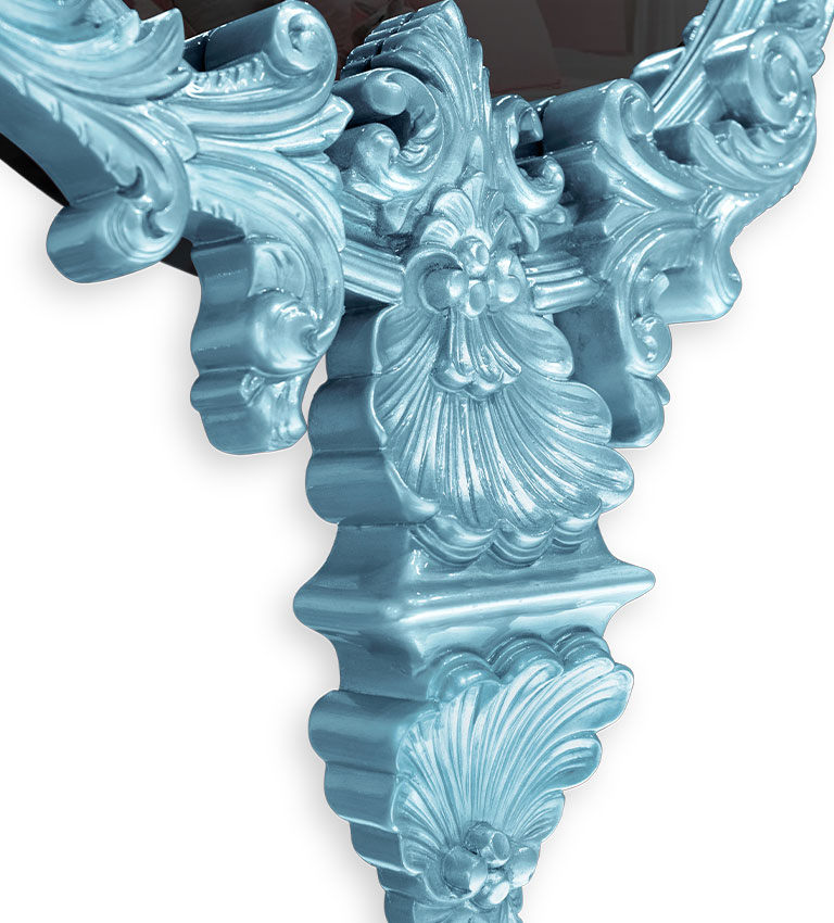 Miroir téléviseur finition à la feuille d'argent bleu — détail 5