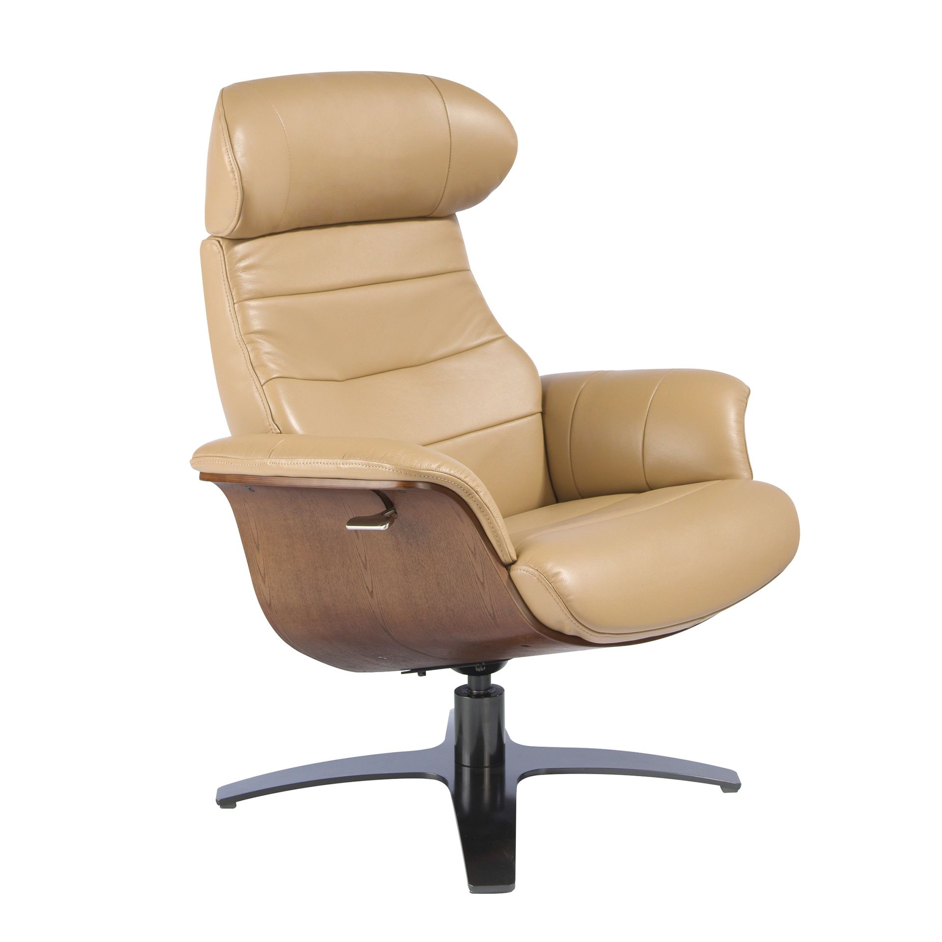 Fauteuil pivotant en cuir sable - Coloris sable et gris anthracite