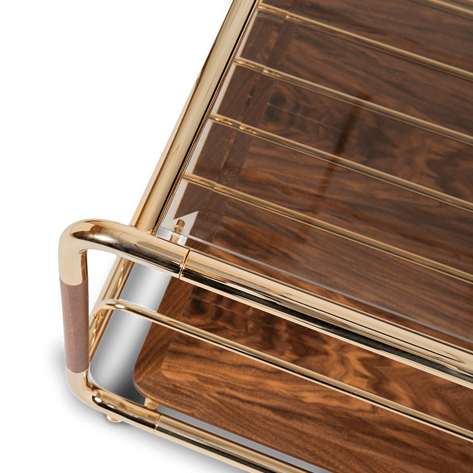 Table basse en bois massif verni et détails en laiton — détail 5