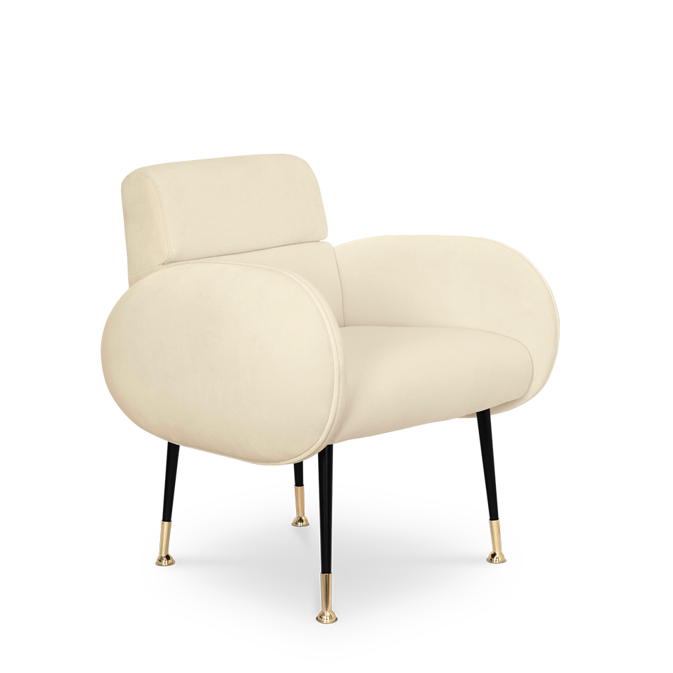 Chaise en velours doux avec accoudoirs