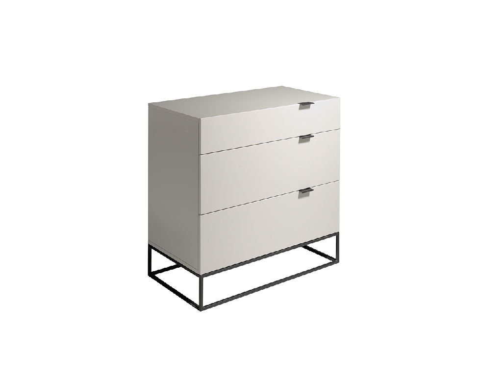 Commode en bois gris perle et acier noir — détail 3