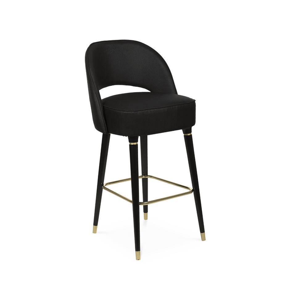 Chaise de bar en velours avec détails doré