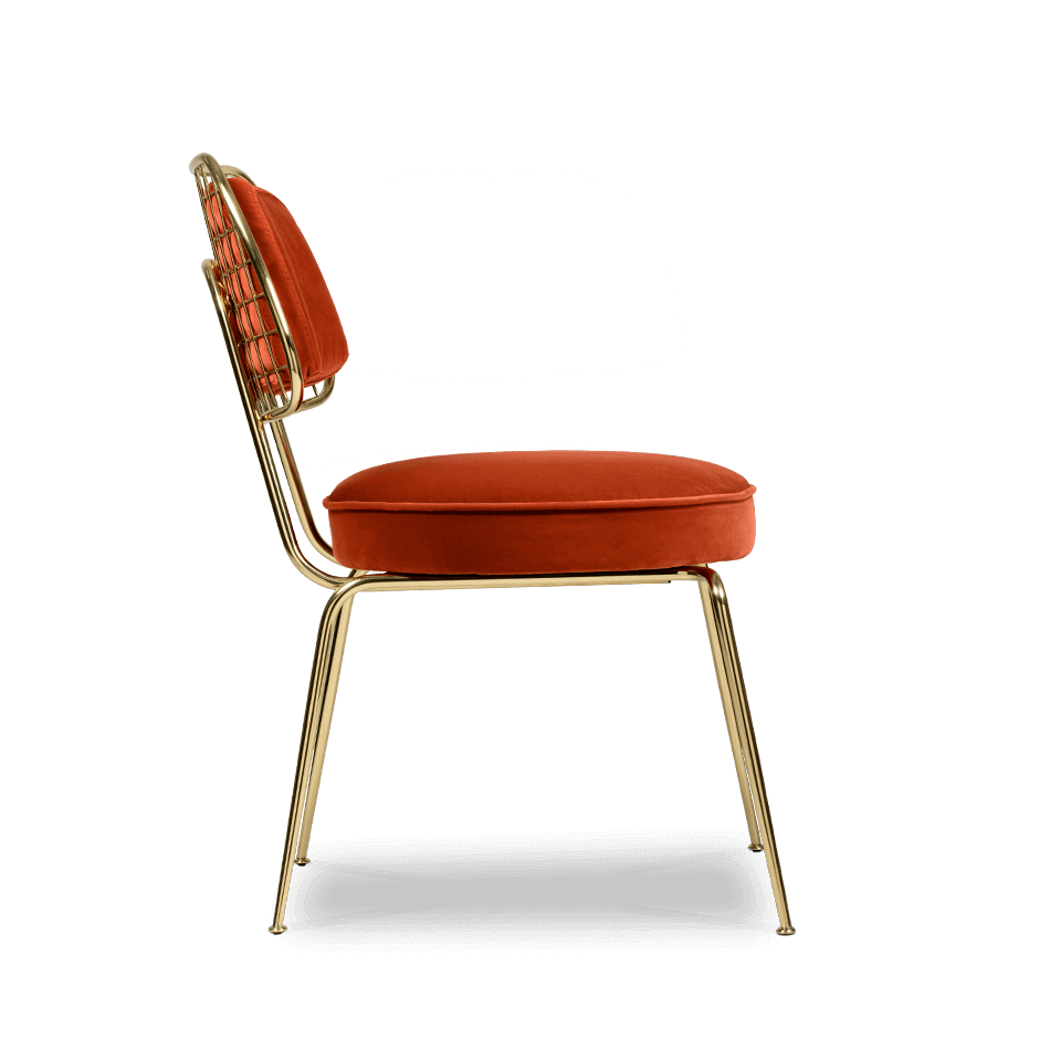 Chaise avec assise en velours orangé — détail 5