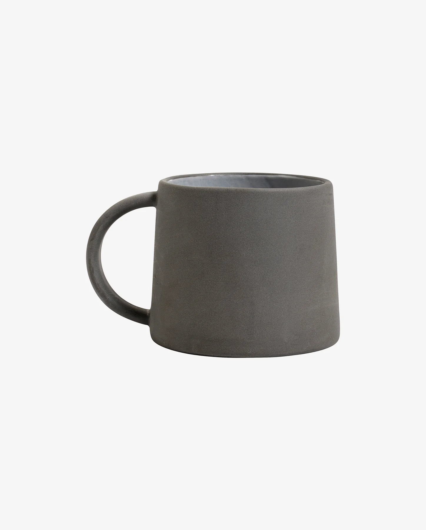 Lot de 6 tasses en grès gris foncé et blanc