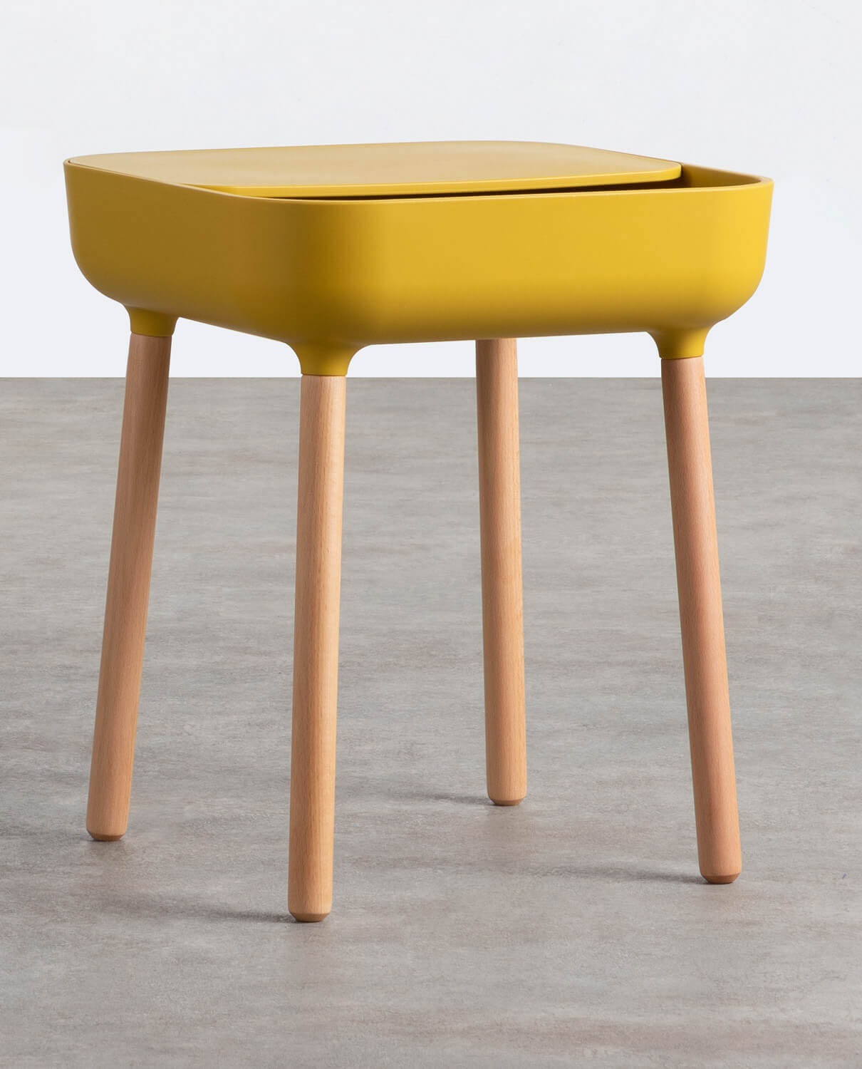 Table d'appoint en polypropylène et bois avec rangement — détail 3