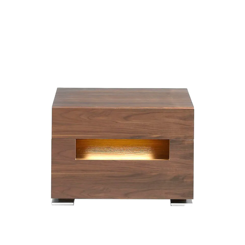 Table de chevet en bois de noyer 2 tiroirs — détail 4