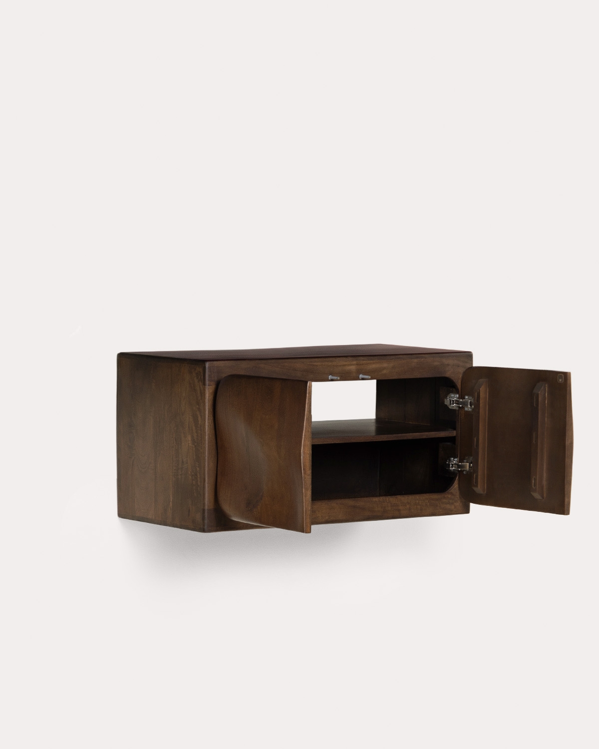 Meuble de salle de bain suspendu 2 portes 90x45 cm en bois de manguier Orlean — détail 4