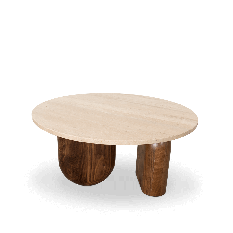 Table basse avec plateau en pierre de travertin