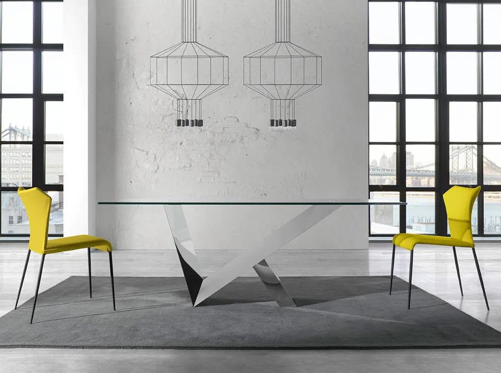 Table en verre et acier inoxydable — détail 4