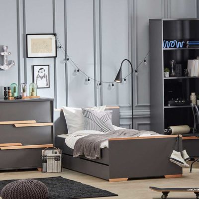 Lit enfant 200 x 90 sans tiroir gris foncé