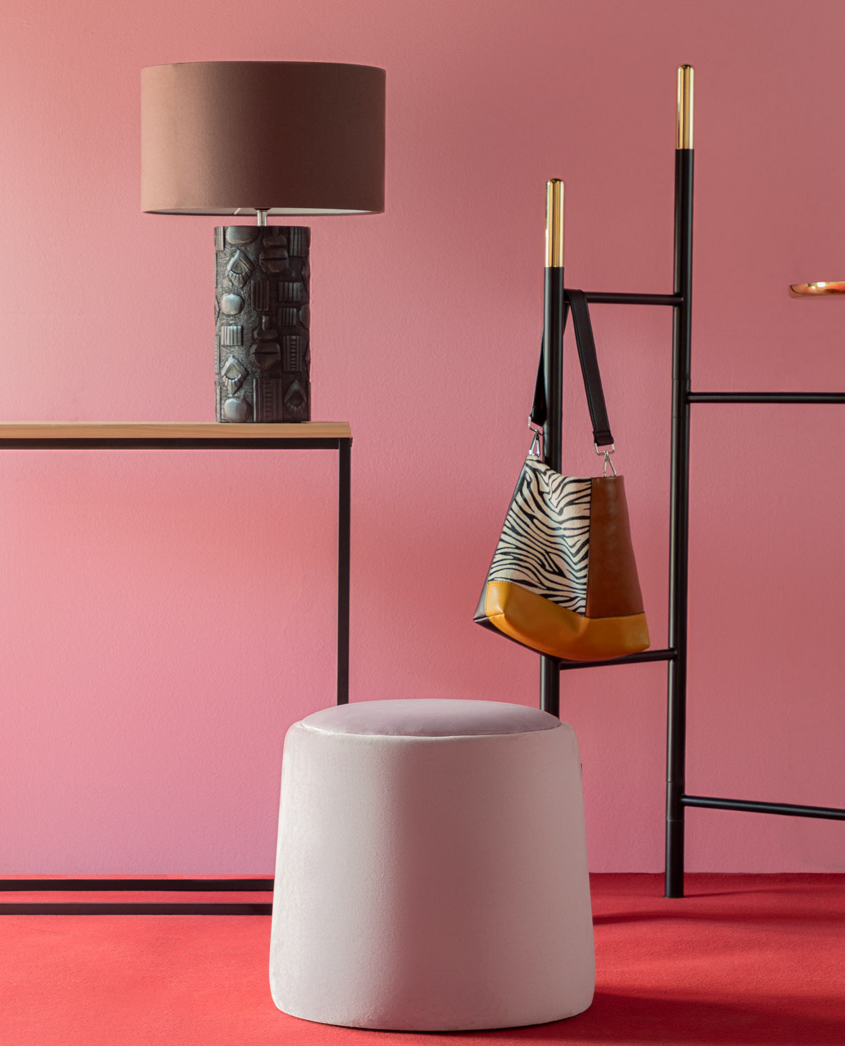 Pouf rond avec rangement en velours