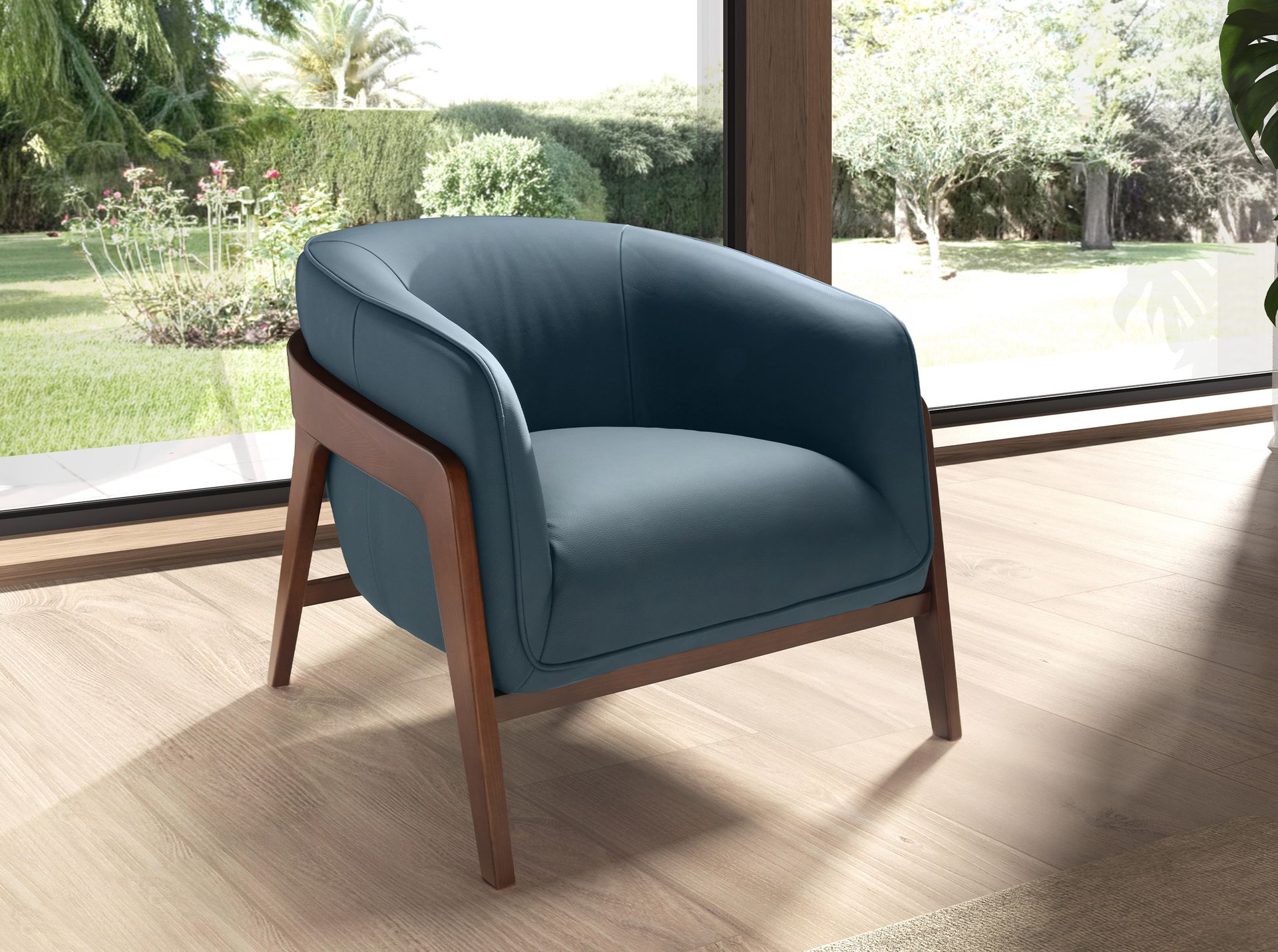 Fauteuil en cuir bleu pétrole — détail 3
