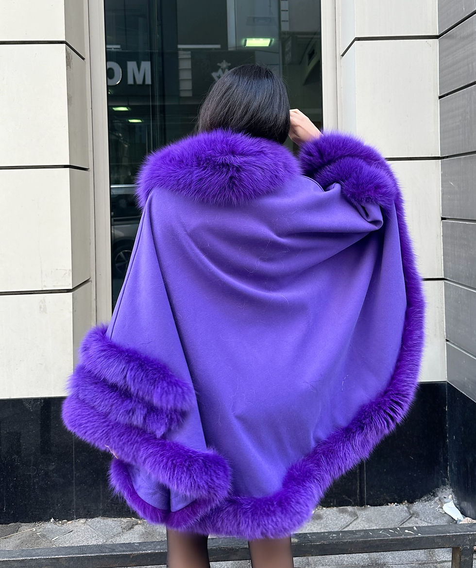 Thumbnail: Purple Women Trimm Fox Fur Shawl  