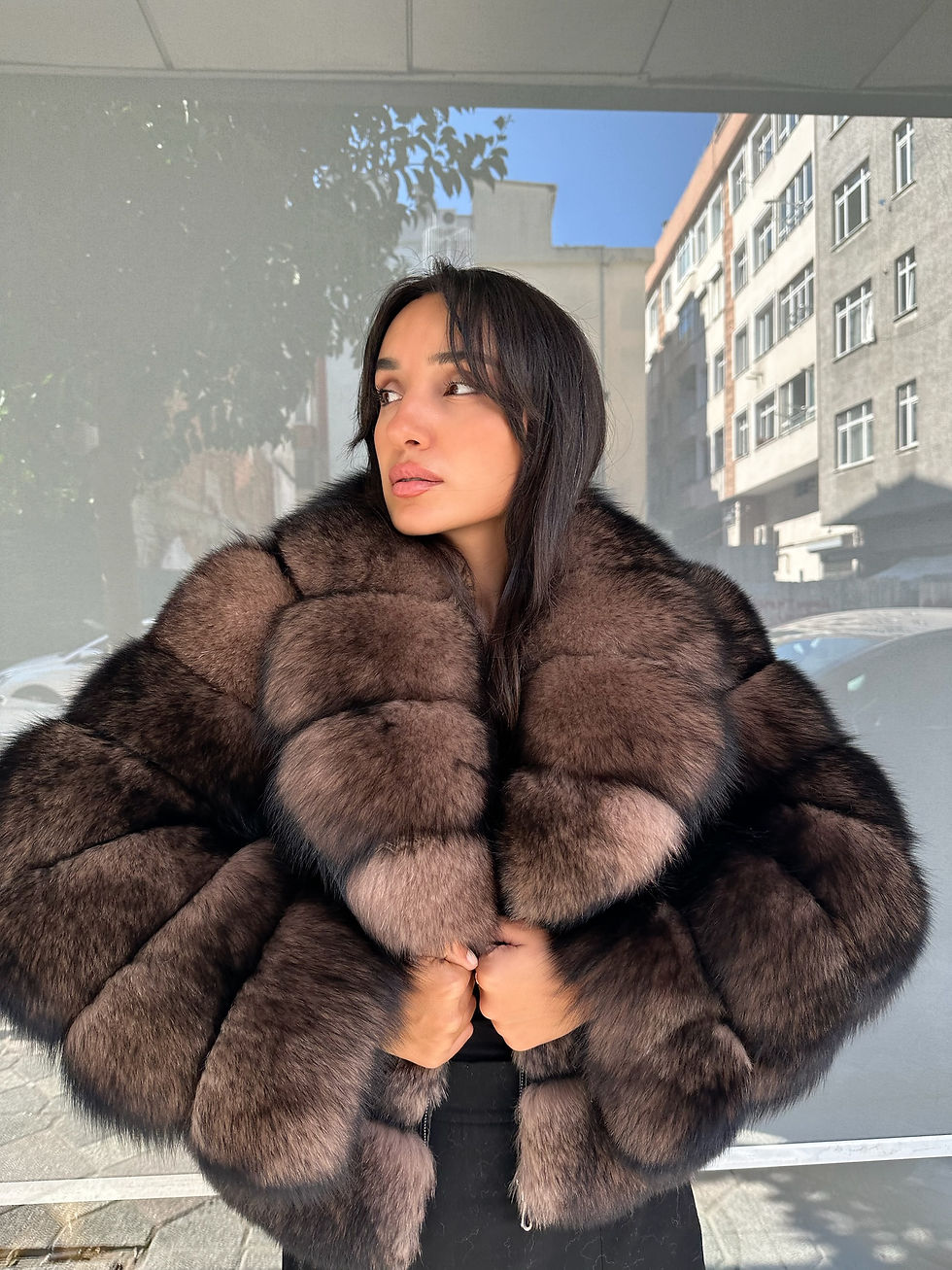 Thumbnail: Brown Fox Fur Jacket-Best Quality Ultra Soft Fox Fur 