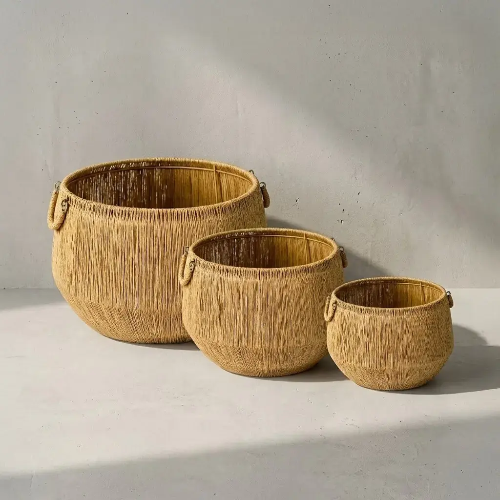 סט 3 סלי יוטה גיגית