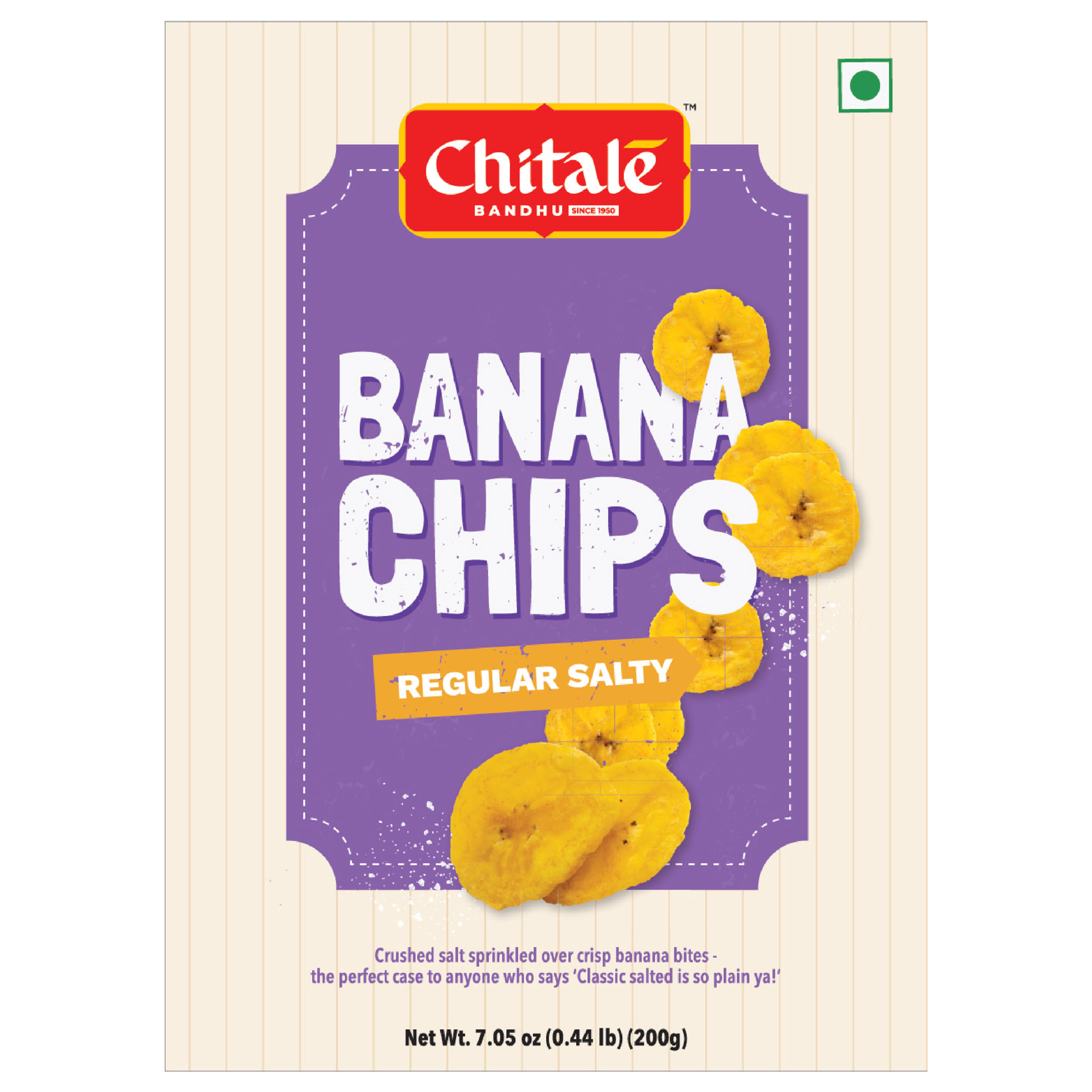 Banana Chips Regular Salty 200g Chitale Bandhu UK Front Packaging