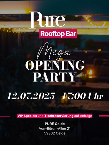 Visual Design für Instagram Story der Pure Rooftop Bar in Oelde – stilvolle Drinks, Sommerabende, Social Media Strategie, opening.