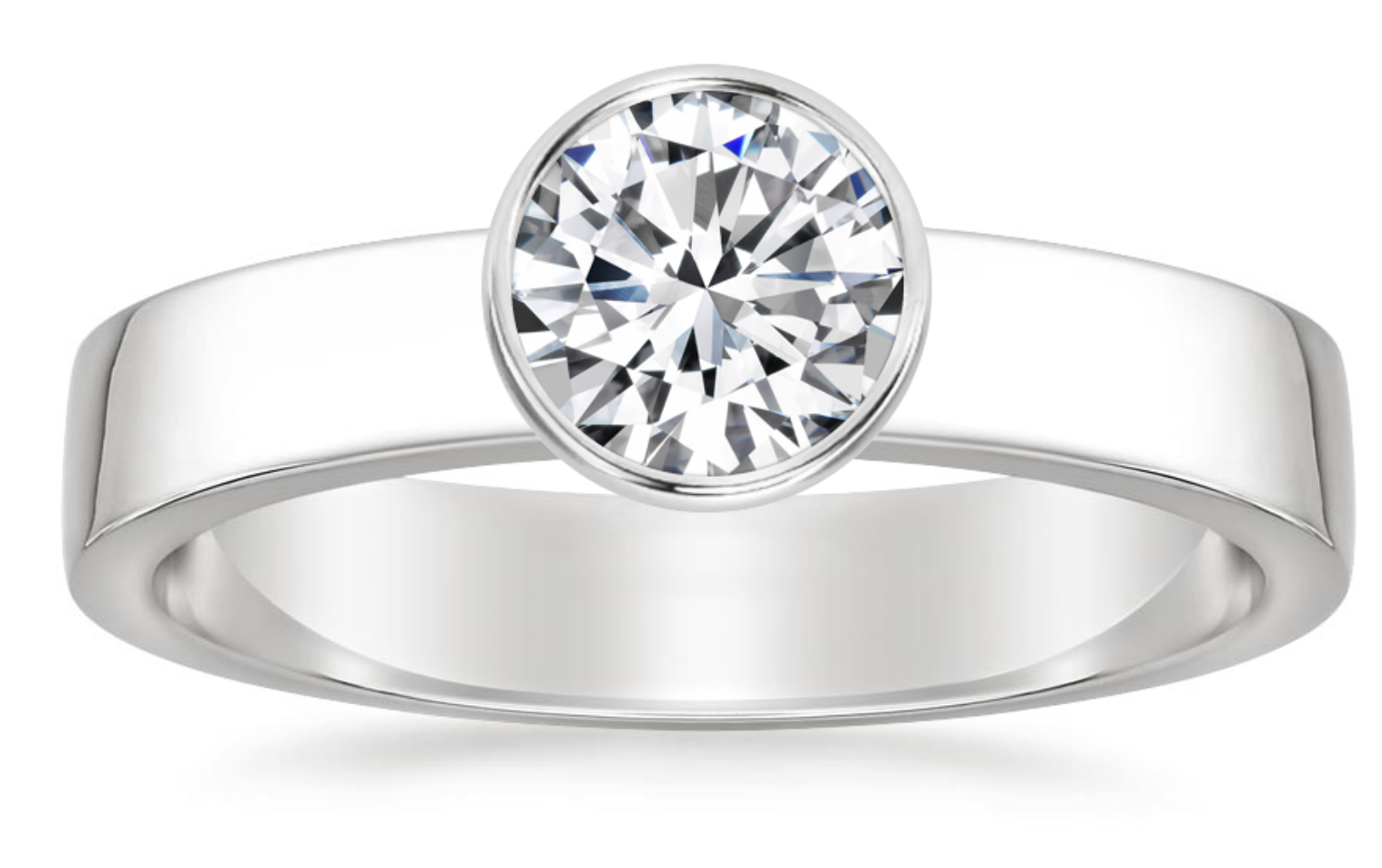 Zevaya-Bezel Platinum Vesper Engagement Ring.
