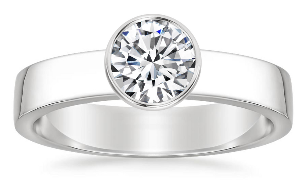 Zevaya-Bezel Platinum Vesper Engagement Ring.