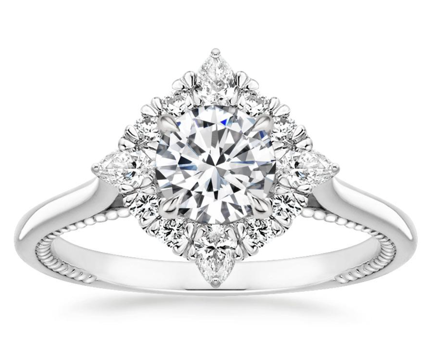 Zevaya- Vintage - 18K White Gold Dahlia Diamond Engagement Ring
