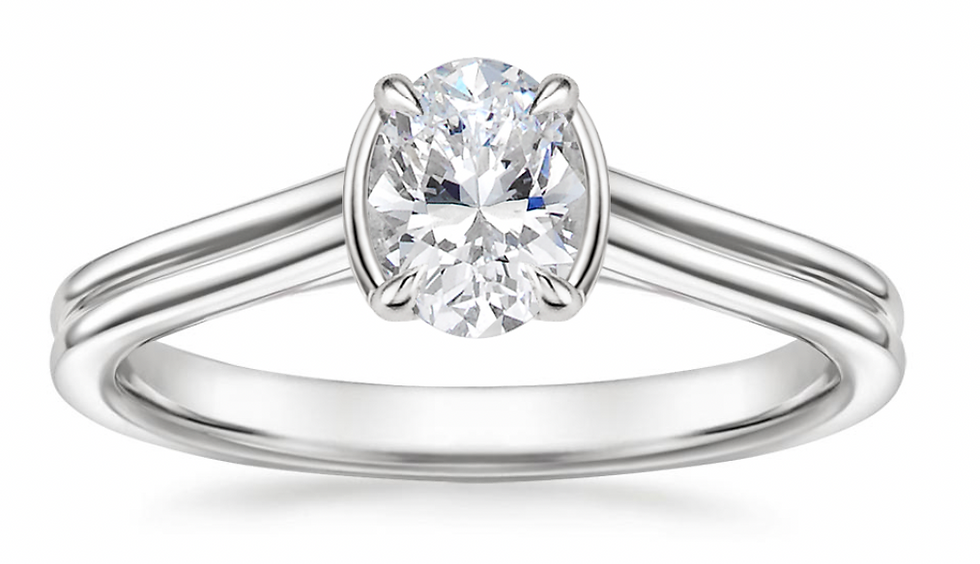 Zevaya- 18K White Gold Jade Trau Alure Solitaire Ring.