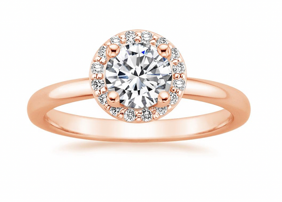 18K Rose Gold Halo Diamond Engagement Ring