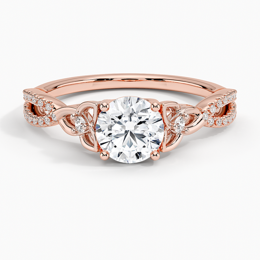 Zevaya- Vintage - 14K Rose Gold Luxe Entwined Celtic Love Knot Diamond Engagemen
