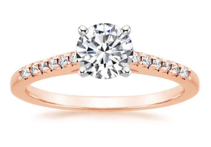 Zevaya-Two-toned-Cathedral-18K Rose Gold Sonora Diamond Engagement Ring.