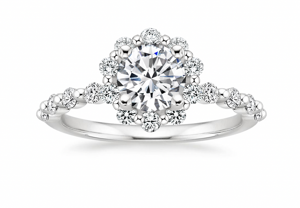 18K White Gold Marseille Halo Diamond Engagement Ring