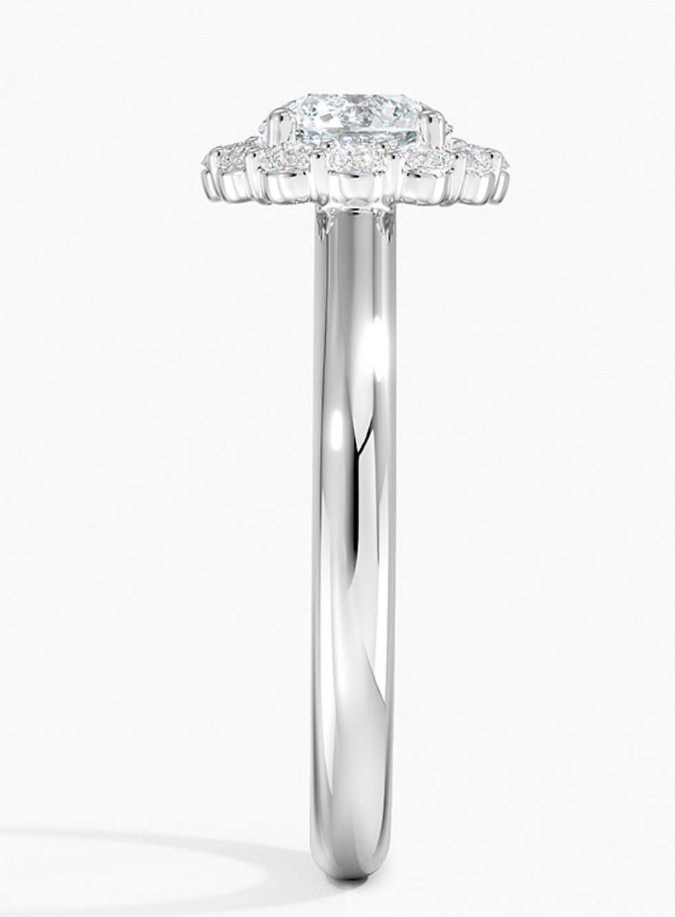 Thumbnail: 18K White Gold Lotus Flower Diamond Engagement Ring