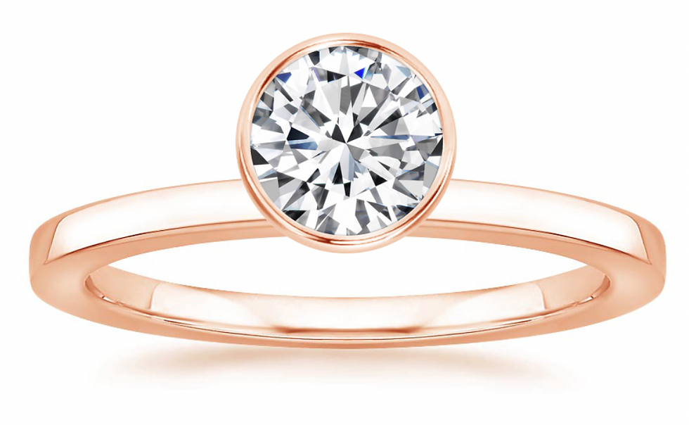Zevaya-Bezel 14k Rose gold Cielo Engagement Ring.