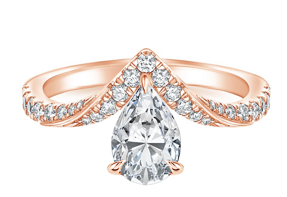 Zevaya-Vintage - 14K Rose Gold Elongated Chiara Diamond Ring.