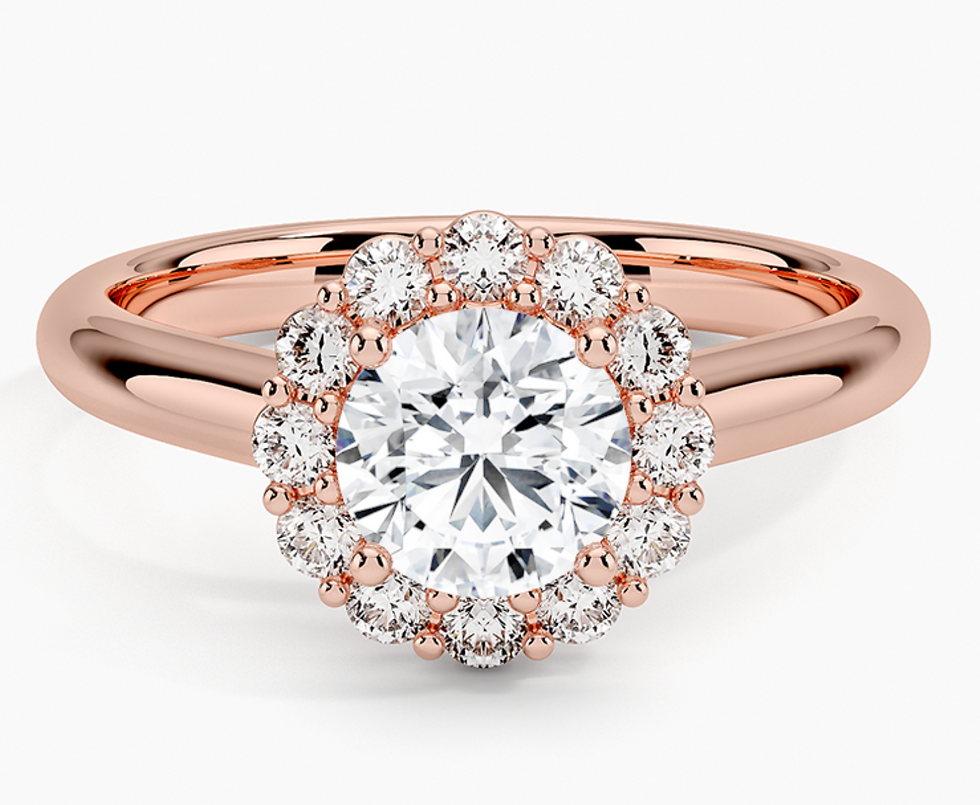 14K Rose Gold Lotus Flower Diamond Engagement Ring