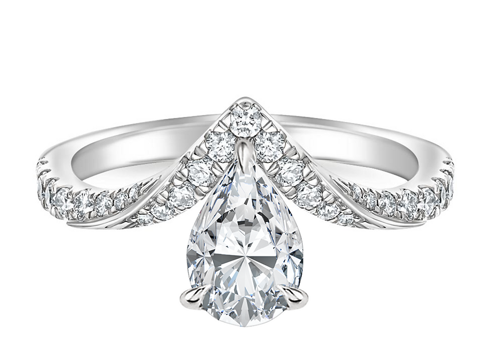 Zevaya-Vintage - 18K White Gold Elongated Chiara Diamond Ring