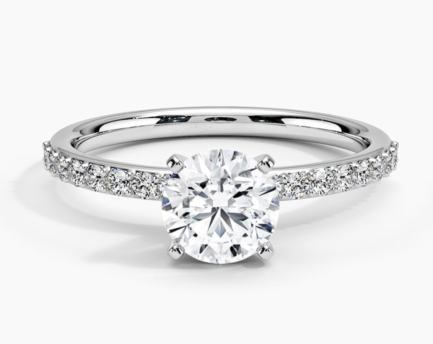 Zevaya- Vintage - 18K White Gold Petite Shared Prong Diamond Engagement Ring