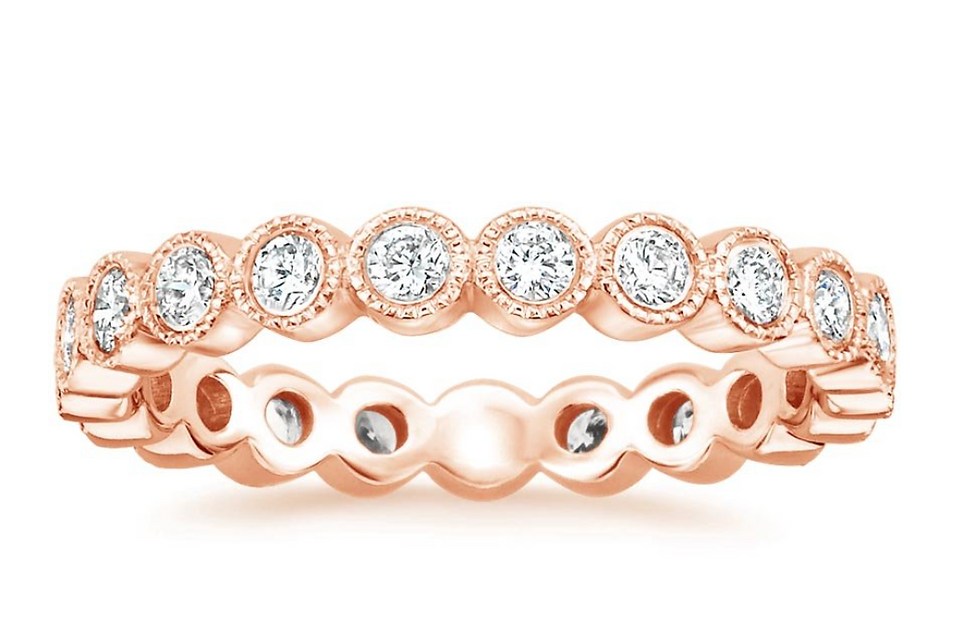 Zevaya- Bezel - 14K Rose Gold Luxe Chateau Eternity Diamond Ring.