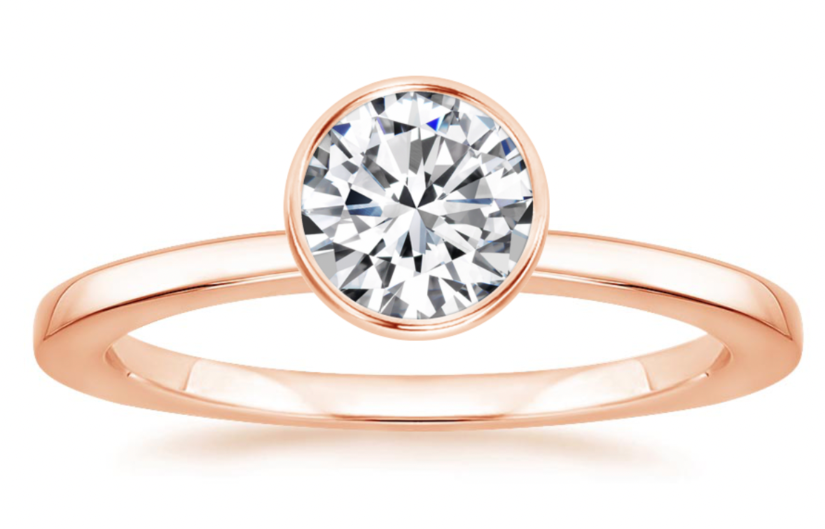Zevaya- Bezel 14K Rose Gold Noemi Engagement Ring.