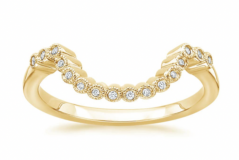 Zevaya- Bezel - 18K Yellow Gold Alvadora Contoured Diamond Ring.
