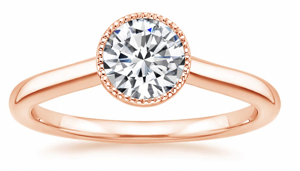 Zevaya- Bezel 14K Rose Gold Margot Engagement Ring.