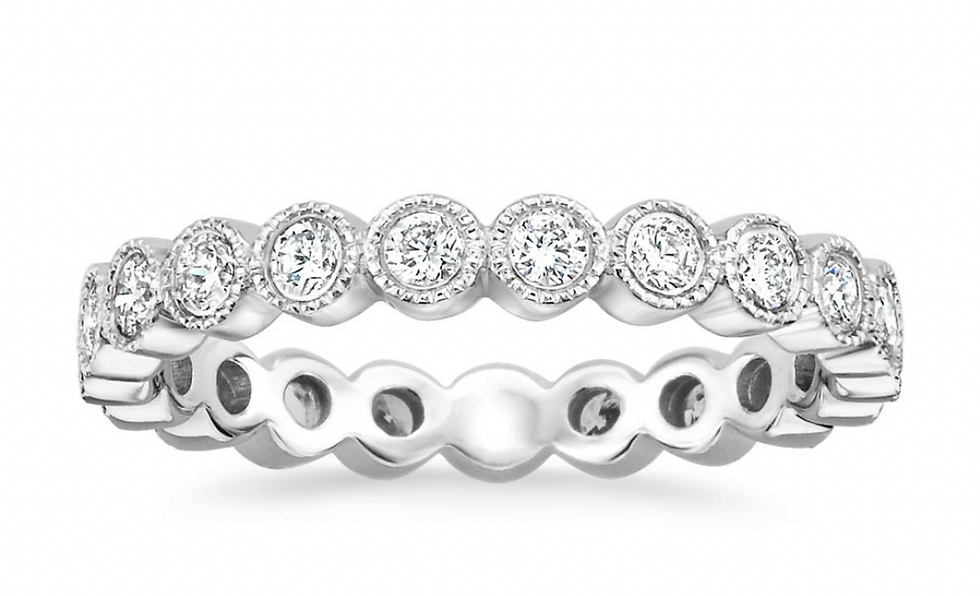 Zevaya- Bezel - 18K White Gold Luxe Chateau Eternity Diamond Ring.