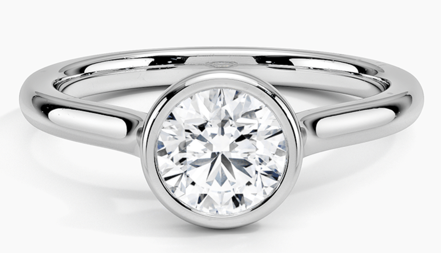 Zevaya-Bezel 18k white gold Luna Engagement Ring.