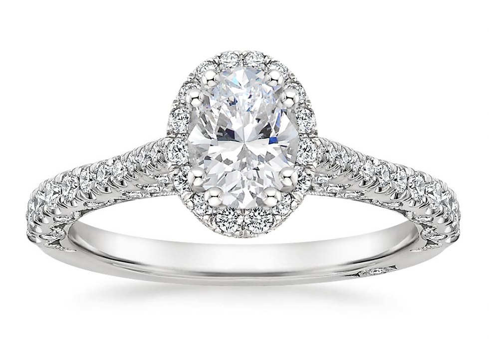 Zevaya-Halo - Cathedral-18K White Gold Tacori Petite Crescent Bloom Diamond Enga