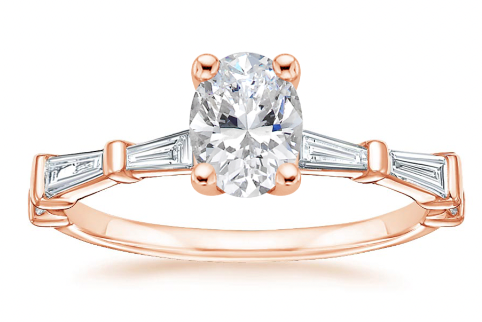 Zevaya-Vintage - 14K Rose Gold Memoir Baguette Diamond Ring