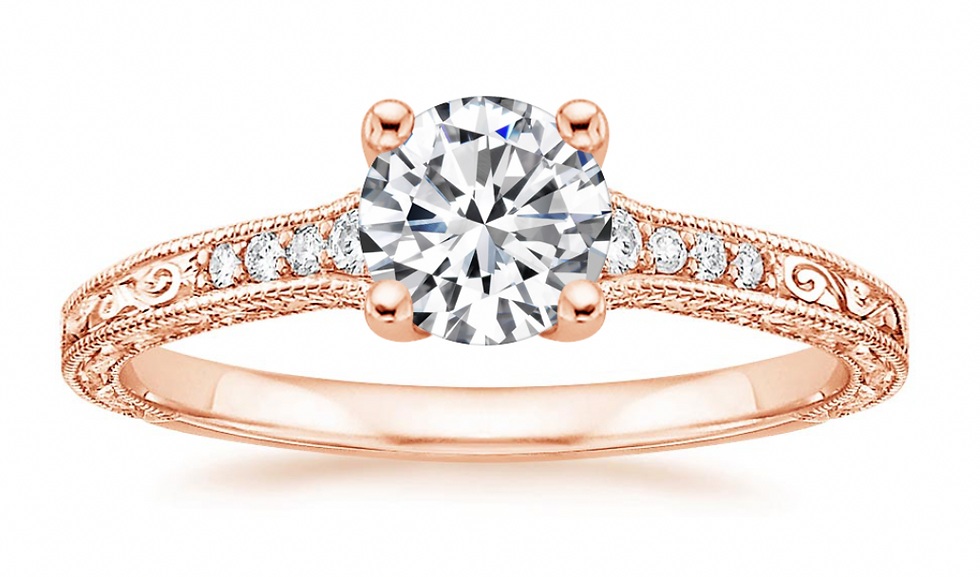 Zevaya- Vintage - 14K Rose Gold Luxe Hudson Diamond Ring