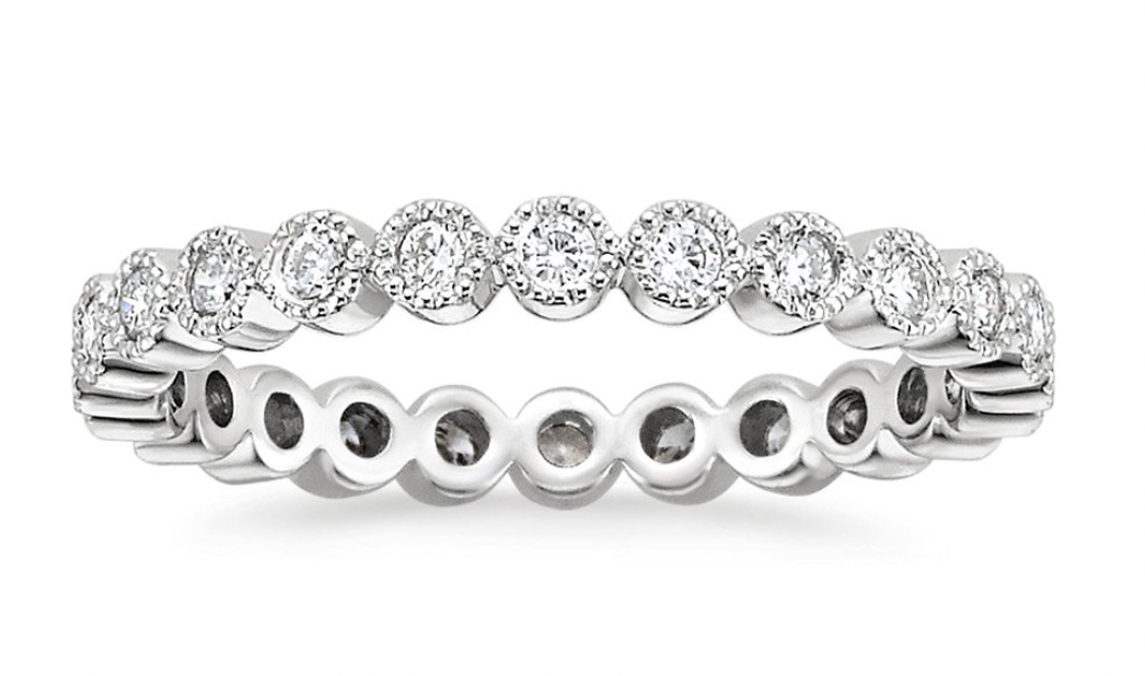 Zevaya-Bezel-18K White Gold Chateau Eternity Diamond Ring.