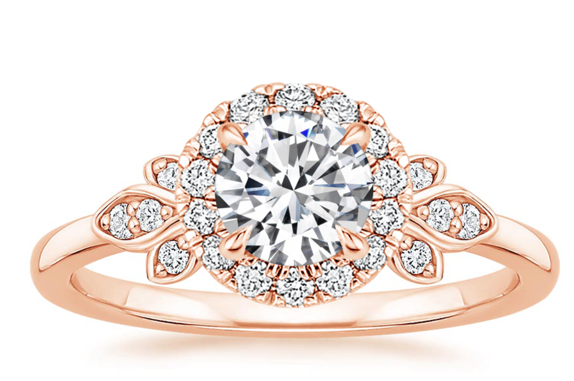 Zevaya- Vintage - 14K Rose Gold Fiorella Halo Diamond Engagement Ring