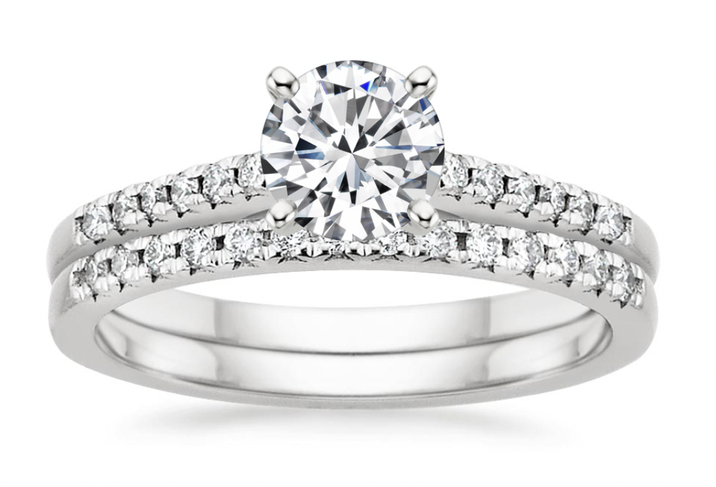 Zevaya-Halo - Cathedral-Platinum Sonora Diamond Bridal Set.