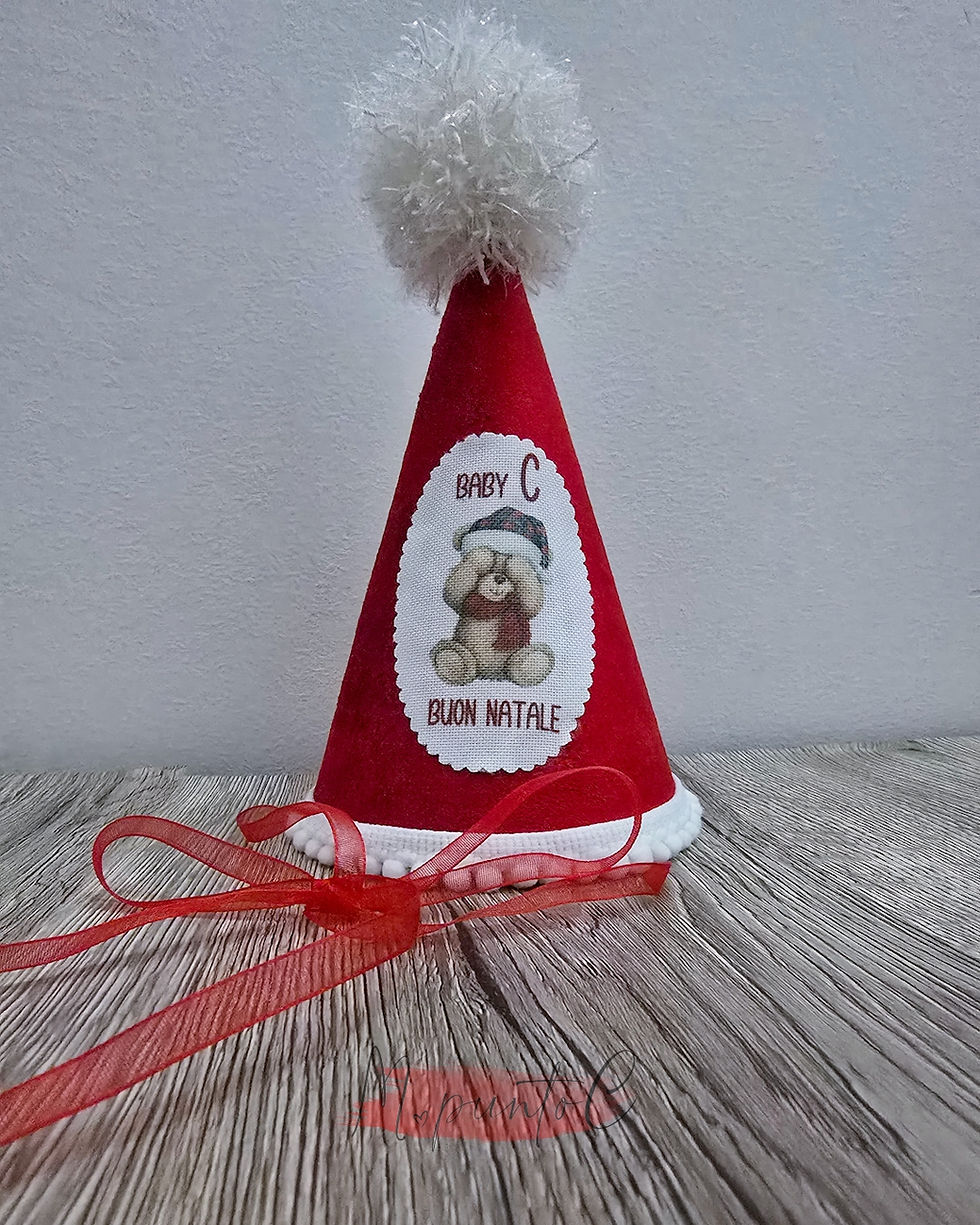 cappellino festa natale rosso vista frontale