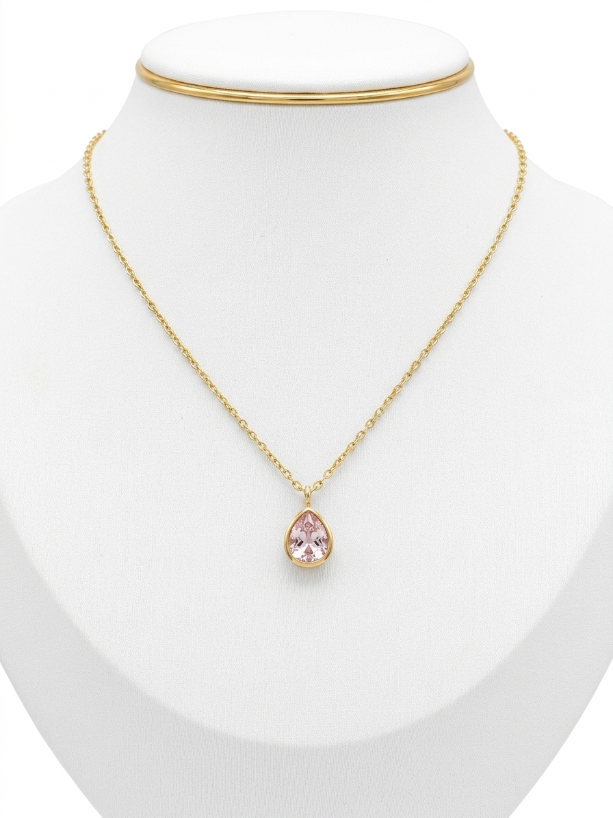 Pink Water Drop Necklace